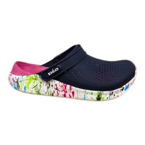 CROCS LITERIDE bleu nuit est rose et blanc moucheté