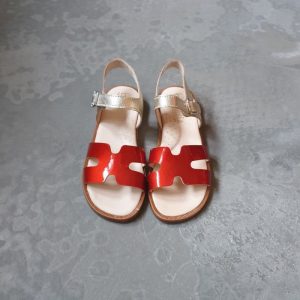 BEBERLIS sandale fille or et rouge