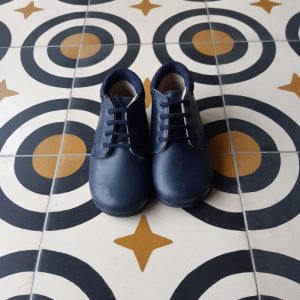 BEBERLIS CHAUSSURE premier pas cuir marine fourré mouton