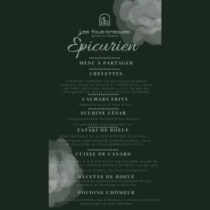 Repas décadent pour 2 personnes - Les Fous-Braques