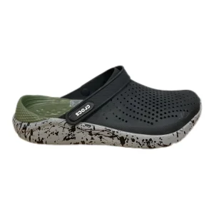 CROCS LITERIDE CLOG NOIR ET VERT ET GRIS MOUCHETÉ