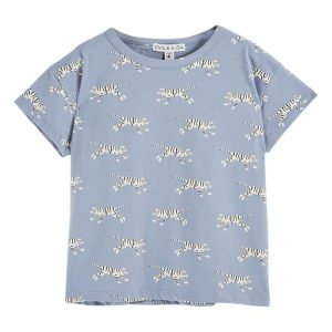 Emile et Ida AB103 T.shirt imprimé tigre lavande