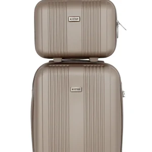 Valise cabine 52cm et Vanity Alistair - Collection Airo 2.0 - 4 roues - ABS ultra résistant - Champagne