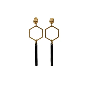 Boucles d'oreilles Noir & Or | Style élégant | Hexagone
