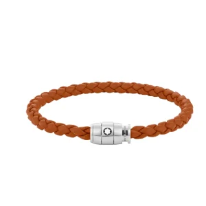 Bracelet Montblanc Meisterstück à 3 anneaux en acier et en cuir rouille