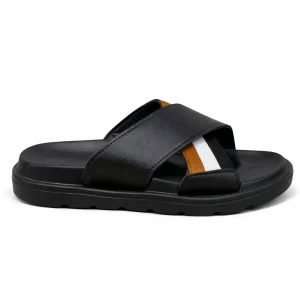 CLAQUETTE CROISÉ NOIR ET BLANC ET MARRON