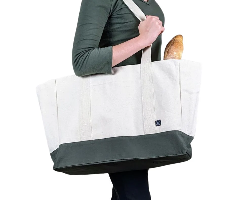 Le grand sac écoresponsable en coton deux tons – Image 3