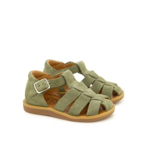 POM D&rsquo;API POPPY DADDY velours kaki sandale mixte