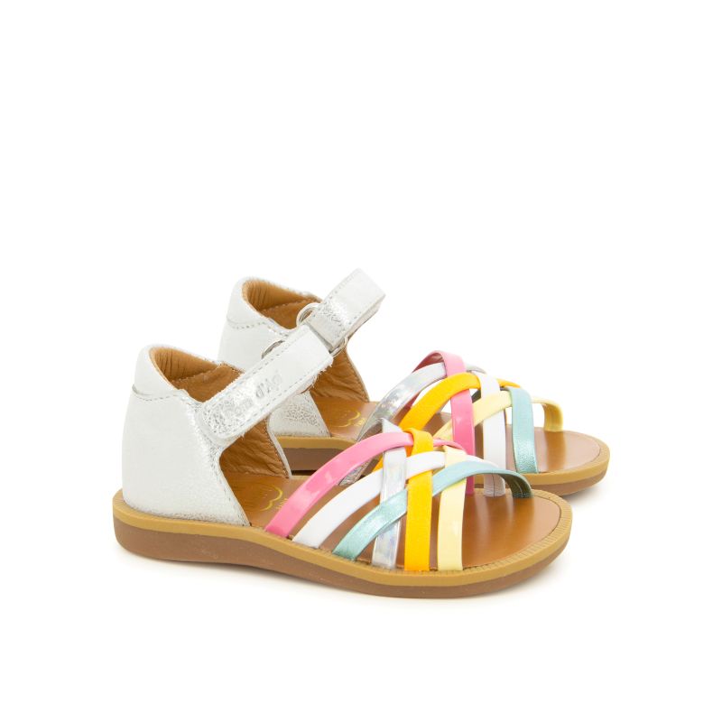 POM D’API POPPY lux silver multi fresh sandale fille premiers pas
