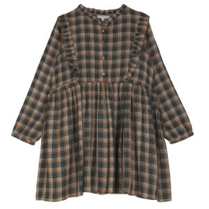 Robe EMILE ET IDA tartan vert et beige