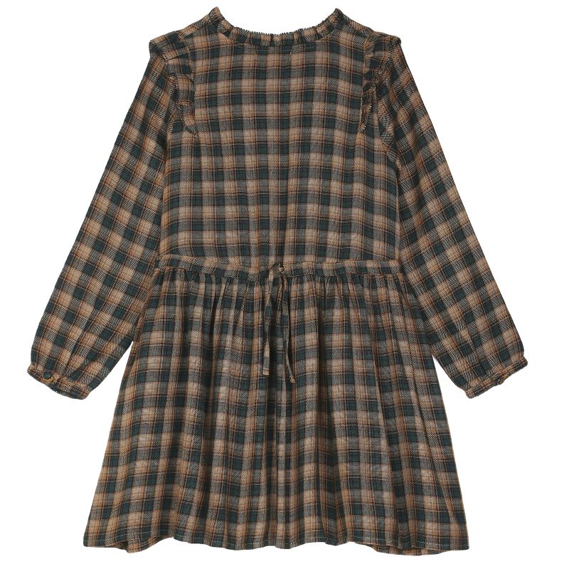 Robe EMILE ET IDA tartan vert et beige – Image 2