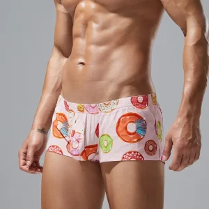 Boxer homme en coton – Confort absolu avec imprimé donuts | Modèle plat tendance