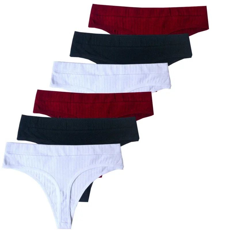 6 pièces Culottes Femmes G-String Sport Respirant Sous-Vêtement Taille Basse Fille Lingerie Couleur Unie Sexy G-String Féminin – Image 9