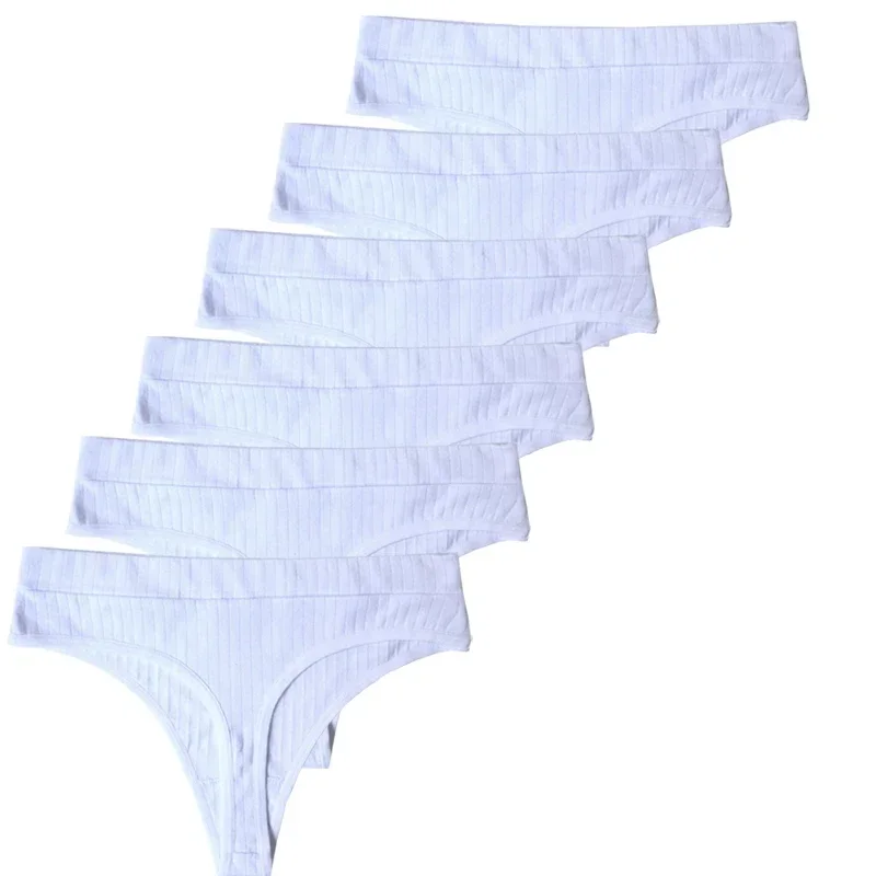 6 pièces Culottes Femmes G-String Sport Respirant Sous-Vêtement Taille Basse Fille Lingerie Couleur Unie Sexy G-String Féminin – Image 8