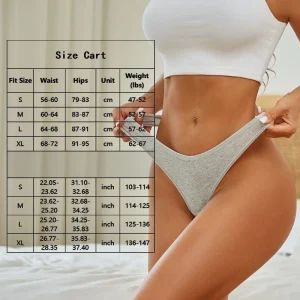 Lot de 4 Culottes Femme en Coton - Strings Sans Coutures à Taille Basse, V-Waist, Lingerie Douce et Respirante