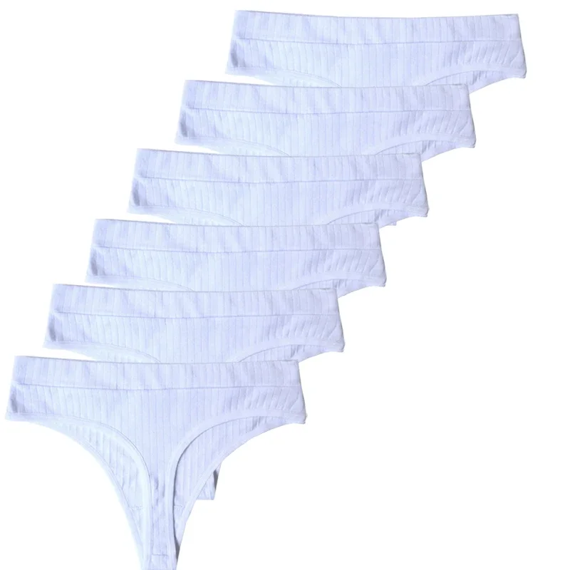 6 pièces Culottes Femmes G-String Sport Respirant Sous-Vêtement Taille Basse Fille Lingerie Couleur Unie Sexy G-String Féminin – Image 2
