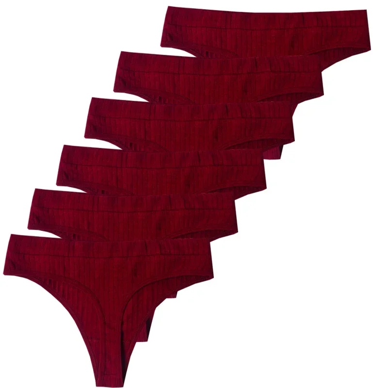 6 pièces Culottes Femmes G-String Sport Respirant Sous-Vêtement Taille Basse Fille Lingerie Couleur Unie Sexy G-String Féminin – Image 7