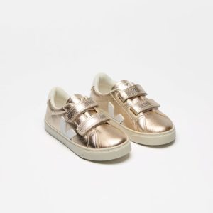 VEJA ESPLAR VELCRO CHROMEFREE LEATHER PLATINE WHITE