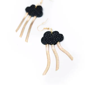 Boucles d'oreilles en cuir et laiton modèle NUAGE