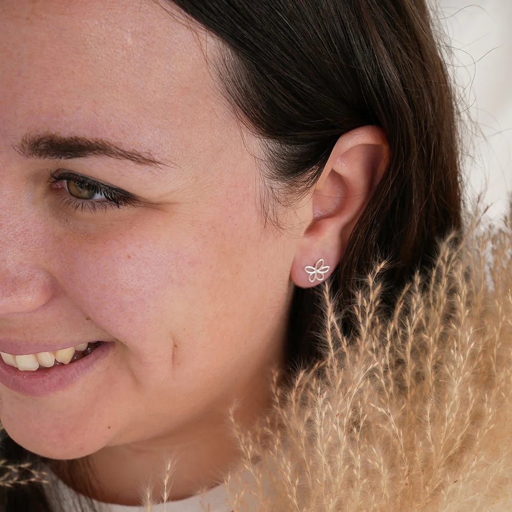 Boucles d'oreilles marguerite - Argent – Image 3