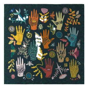 Carré de Soie Main de Fatima Vert Foncé