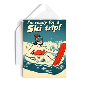 Ensemble de 3 cartes de souhaits "Je suis prêt pour un voyage de ski"