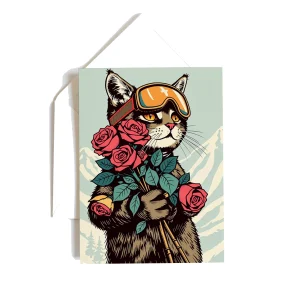 Ensemble de 3 cartes de souhaits "Ski Kitty Flowers"