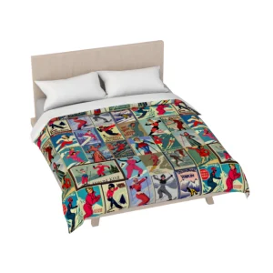 Housse de couette au style vintage femme Ski en rouge