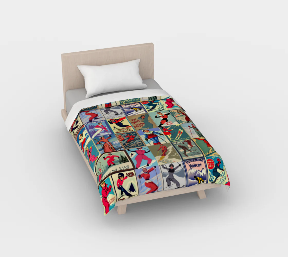 Housse de couette au style vintage femme Ski en rouge – Image 4