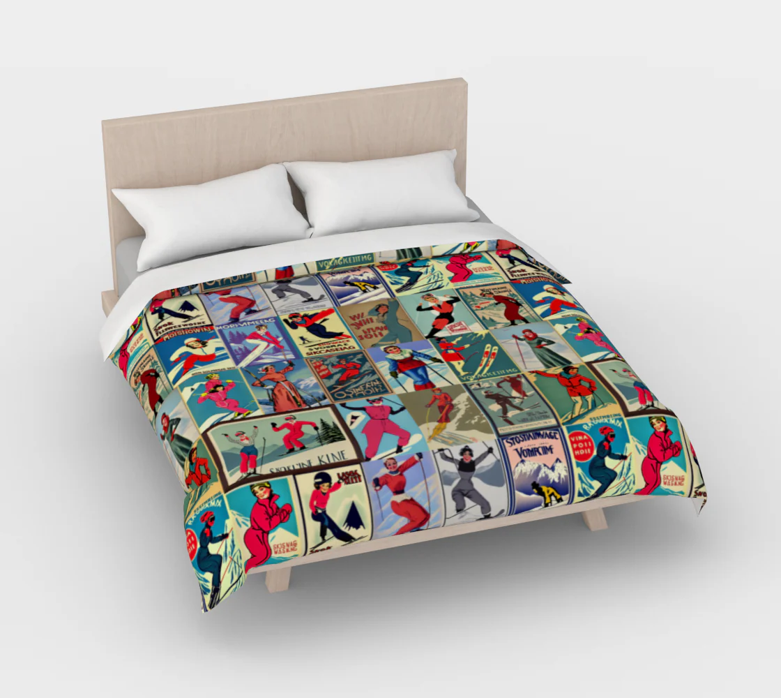 Housse de couette au style vintage femme Ski en rouge – Image 5