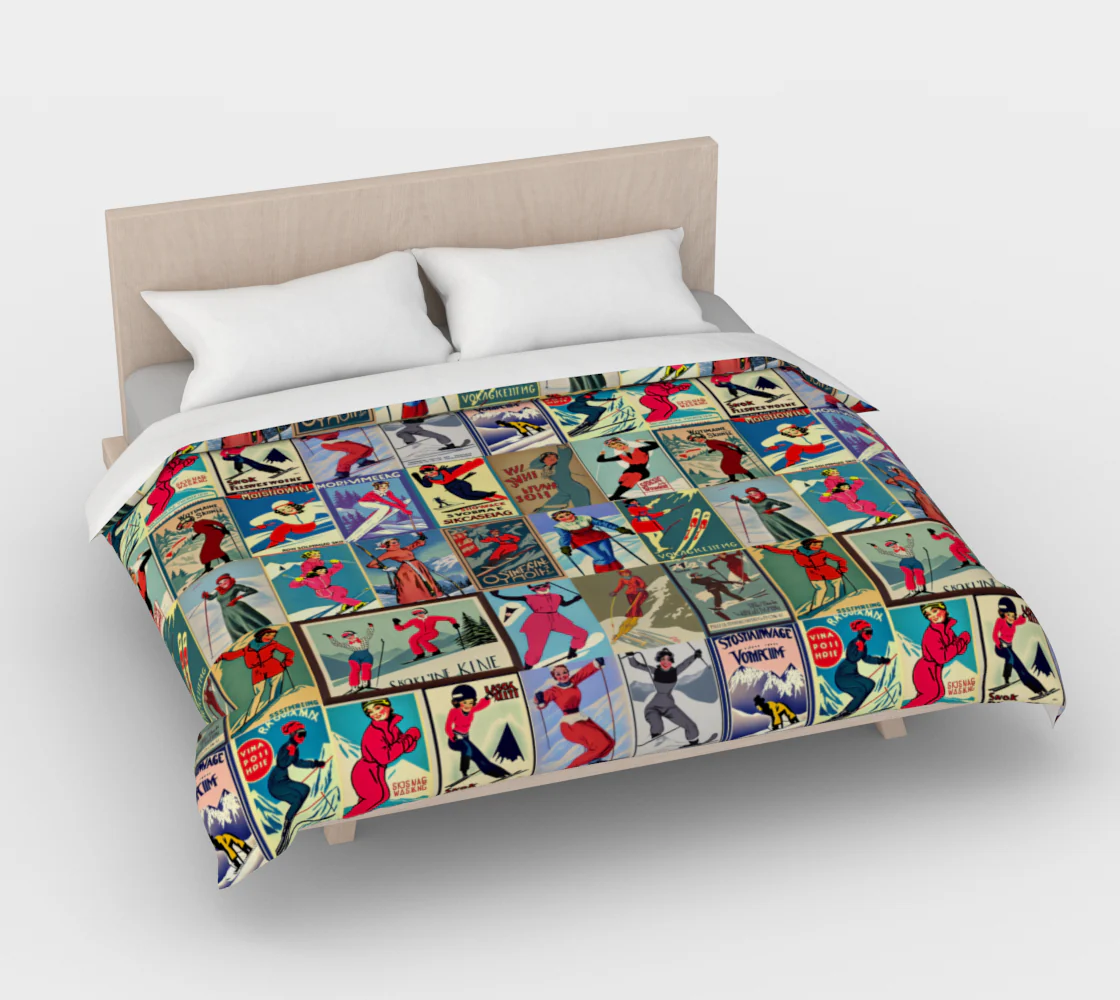 Housse de couette au style vintage femme Ski en rouge – Image 6