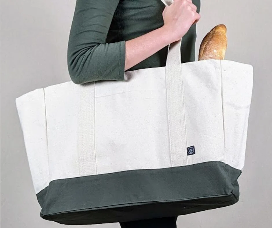 Le grand sac écoresponsable en coton deux tons – Image 4