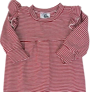 Robe à manches froncées rayée rouge